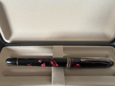 Pen Fountain Pen Marbled Red Marbled Bright A Piston Vintage H