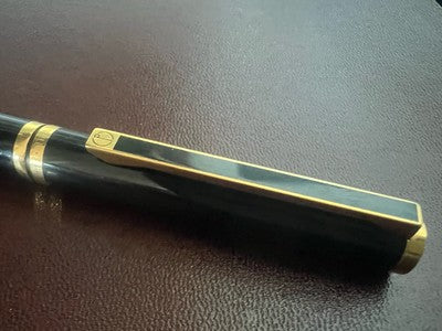 🔴 DUNHILL penna stilografica lacca nera placcata pennino ORO 14 KT Gemline M