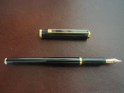 🔴 DUNHILL penna stilografica lacca nera placcata pennino ORO 14 KT Gemline M