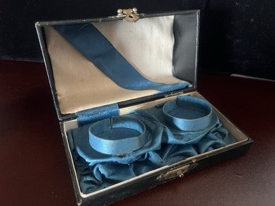 🔴 Scatola orologi tasca box 2 posti scrigno pitone e seta turchese antica 1800