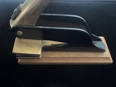 🔴 JUSTRITE precision 2-Sided Wood Brass Sheet Marking Desk Stamp 