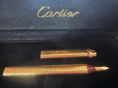 🔴 CARTIER penna stilografica Vendome Trinity Godron M placcata oro cartucce