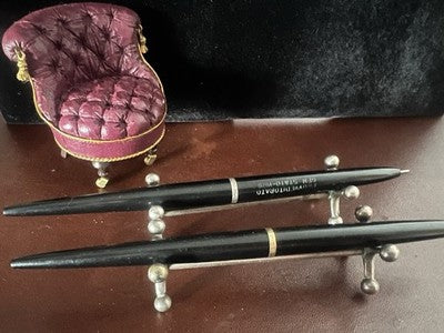 BIC Ballpoint Pens Black With Golden And Chrome Ring Vintage Desk B