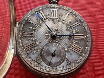Montre Poche Argent 925 A Cane 3 Charnières Antique Londres 1870 Fonctionne