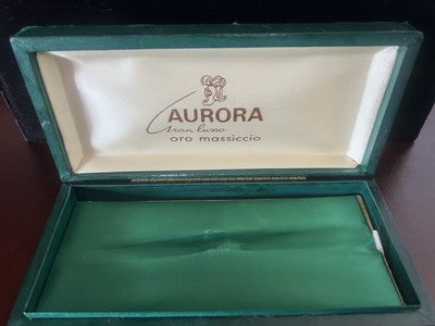 Aurora Box Pen Gold Solid Green Casket Pencil Case Vintage