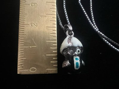 🔴 Collana ARGENTO MASSICCIO 925 con ciondolo CALIMERO smalti neri vintage