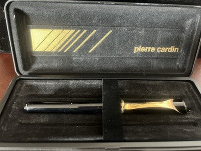 🔴 PIERRE CARDIN penna stilografica nera pennino laminato oro con astuccio NOS