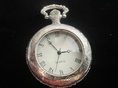 🔴 Orologio tasca uomo donna cromato cesellato Movimento al quarzo funziona