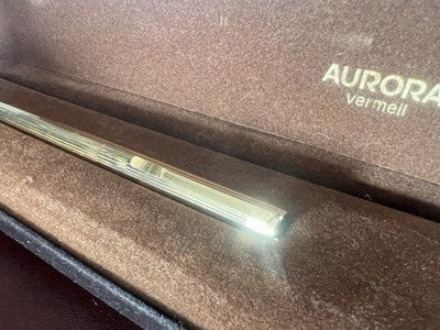 Aurora Stylo à Plume Hastil Vermeil Argent 925 Plaqué Or Écrit Vintage