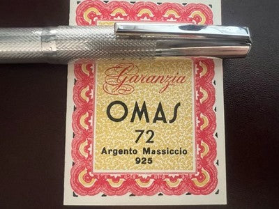 🔴 OMAS penna stilografica 72 ARGENTO MASSICCIO guillochè diamante vintage NOS