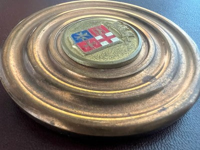Marine Militaire Médaille Presse-Papier de Bureau Laiton Avec Écusson