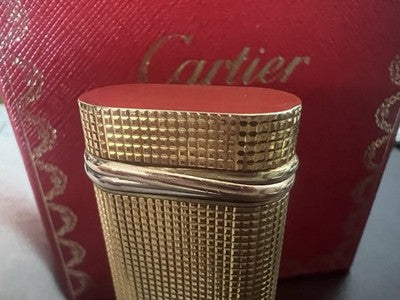 🔴 CARTIER accendino Trinity guilloché placcato funziona con astuccio istruzioni
