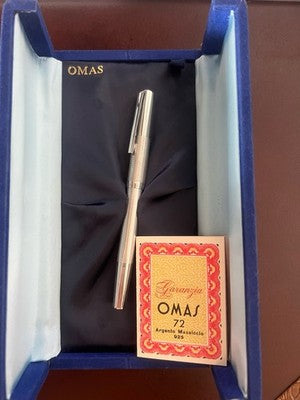 OMAS Fountain Pen 72 SOLID SILVER Guilloché Diamond Vintage NOS