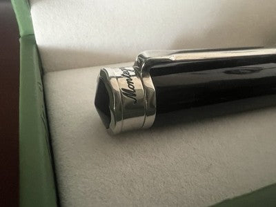 🔴 MONTEGRAPPA penna sfera Parola Slim Nera acciaio satinato resina roller NOS