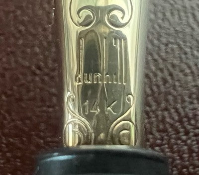🔴 DUNHILL penna stilografica lacca nera placcata pennino ORO 14 KT Gemline M