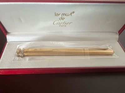 🔴 CARTIER penna sfera Trinity Godron placcata oro iniziali MC con astuccio