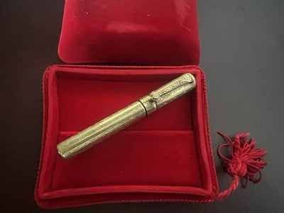 🔴 Penna stilografica placcata oro eyedropper Art Nouveau scrive antica 1915