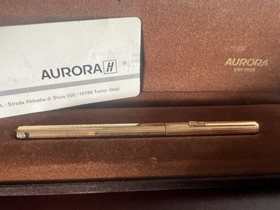 AURORA Pluma Hastil Vermeil Plata 925 Baño De ORO Vintage