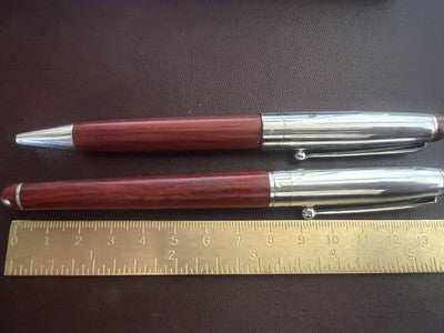 🔴 Penna stilografica ARGENTO 925 e legno e sfera con cartucce scrivono