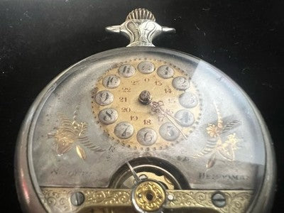 Red HEBDOMAS Manual Pocket Watch 8 DAY Breguet Spiral Vintage Works