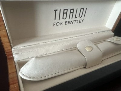 Tibaldi Caja Box Lápiz Bentley Piel Azul de Madera Brezo Porta Bolígrafos B