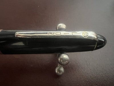 LINZ Pluma Estilográfica Negra Con Émbolo Y Plumín De Oro 14 Kt Vintage