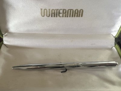 🔴 WATERMAN penna sfera Torsade cromata sfaccettata con astuccio vintage