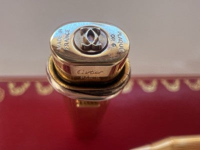 🔴 CARTIER penna a sfera Les Must de Cartier placcata oro godronné Paris NOS