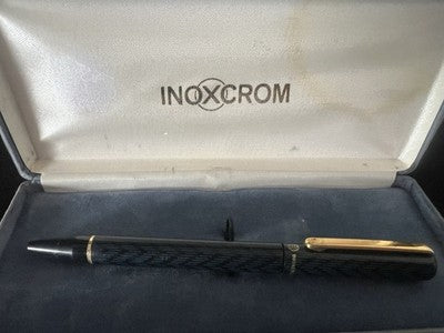 Inoxcrom Stylo-Plume à Bille Vintage Noir-Or Avec Trousse