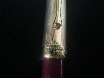🔴 Penna roller CEFIXORAL bordò cappuccio dorato scrive con astuccio