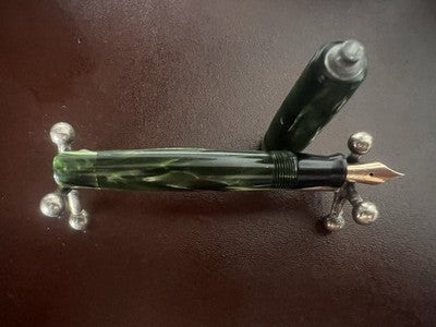 Tibaldi Stift Füllfederhalter Bruchsicher Zelluloid Grün Feder Gold Vintage