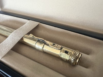 🔴 KOSCA mechanical pencil guilloche 18k gold plated antique pencil early 1900s 