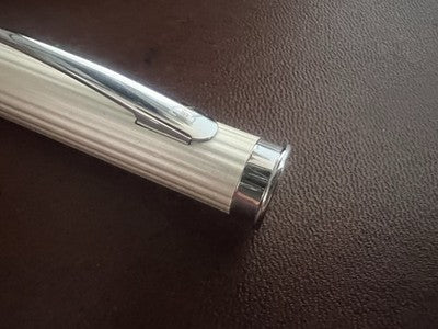 🔴 CERRUTI penna sfera lacca nera profili cromati astuccio contro scatola NOS