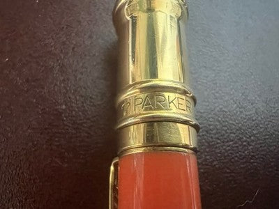 🔴 PARKER penna sfera Duofold Centennial ARANCIONE lacca finiture dorate IIIU