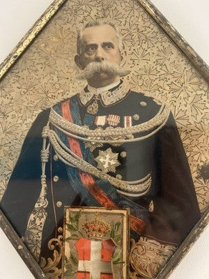 Cadre Lithographie Impression Umberto I Savoie Roi Italie Vintage Cadre 1880