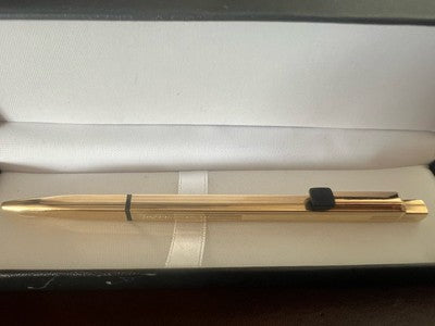 🔴 PELIKAN penna sfera Stratos LAMINATA ORO pulsante a scatto vintage