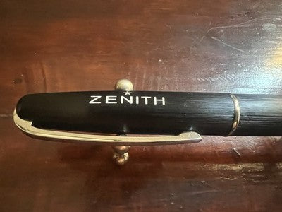 🔴 ZENITH penna sfera nera refill roller con stellina scrive con astuccio NOS
