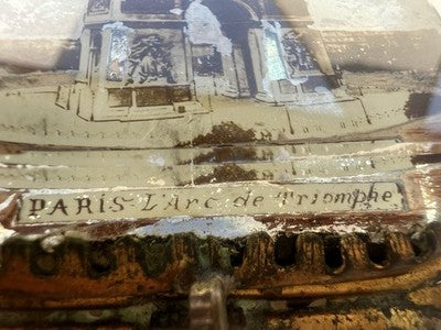 Porte- Bijoux Coffre Verre Vues Arc Triomphe Vintage Paris Belle Epoque