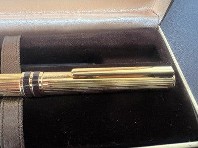 🔴 AURORA penna stilografica Marco Polo ARGENTO 925 MASSICCIO F placcata oro