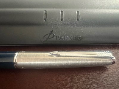 Parker 45 Stylo-Plume Stylo à Plume Bleu À Cartouche F Publicité Rétro Trousse