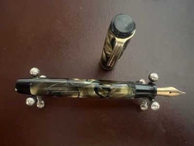 NETTUNO Füllfederhalter Celluloid Docet Flexibler Goldfeder Vintage
