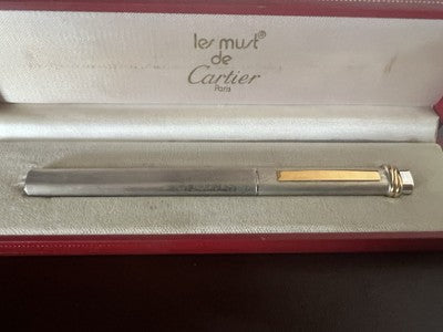Must de Cartier Pen Sphere Vendome Trinity Plated Silver Matte Vintage