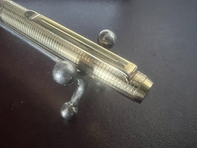 Lalex Pen Ball Plated Gold Guilloché Ballpoint Vintage With Pencil Case 