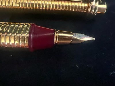 Cartier Pen Fountain Pen Vendome Trinity Godron (M) Plated Gold Cartridges