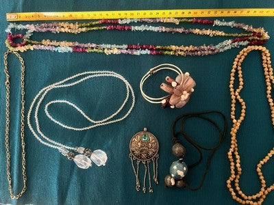 Halsketten, Kristallperlen, Steine, Armband, Modeschmuck, Vintage Nr. 3 