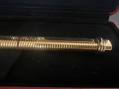 Cartier Pen Fountain Pen Vendome Trinity Godron (M) Plated Gold Cartridges
