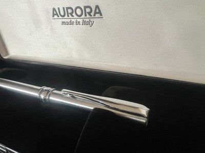 Aurora Stylo-Plume Sphère Magellano Chrome Écrit Avec Garantie Trousse C