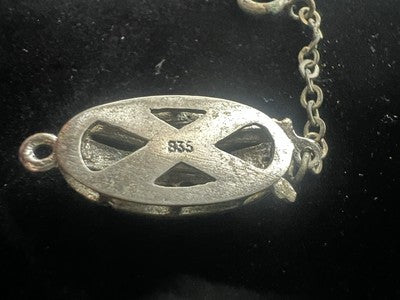 🔴 ARGENTO 835 chiusura collana gancio 1 filo con pietra verde vintage