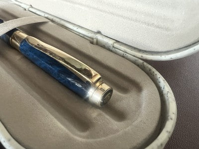 🔴 PELIKAN penna sfera Celebry lacca blu marmorizzata profili dorati vintage