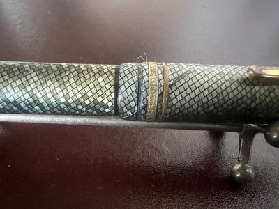 Vintage Mother-Of-Pearl Celluloid Fountain Pen Mosaic Snake And 14K Gold
